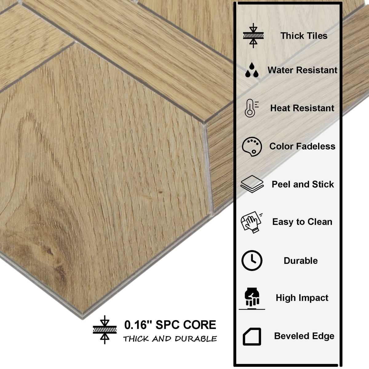 Mansion Wave Peel and Stick Floor Tile