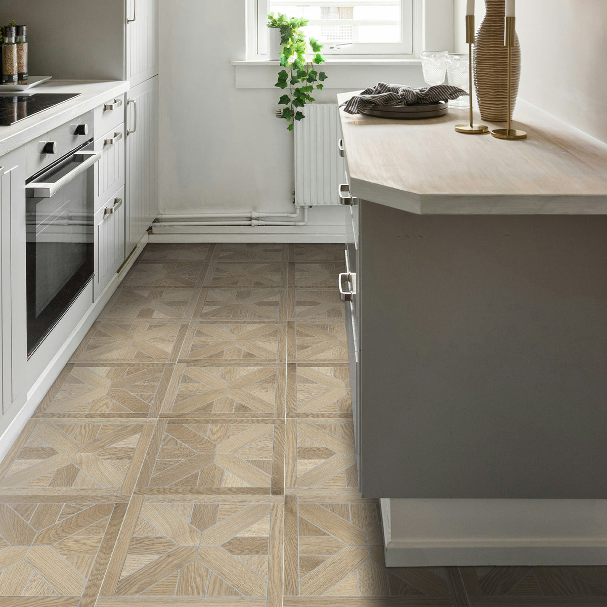 Pinwheel Warm Oak Peel and Stick Floor Tile