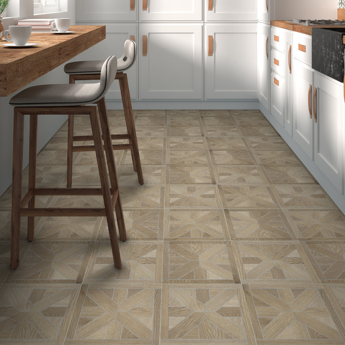 Pinwheel Warm Oak Peel and Stick Floor Tile