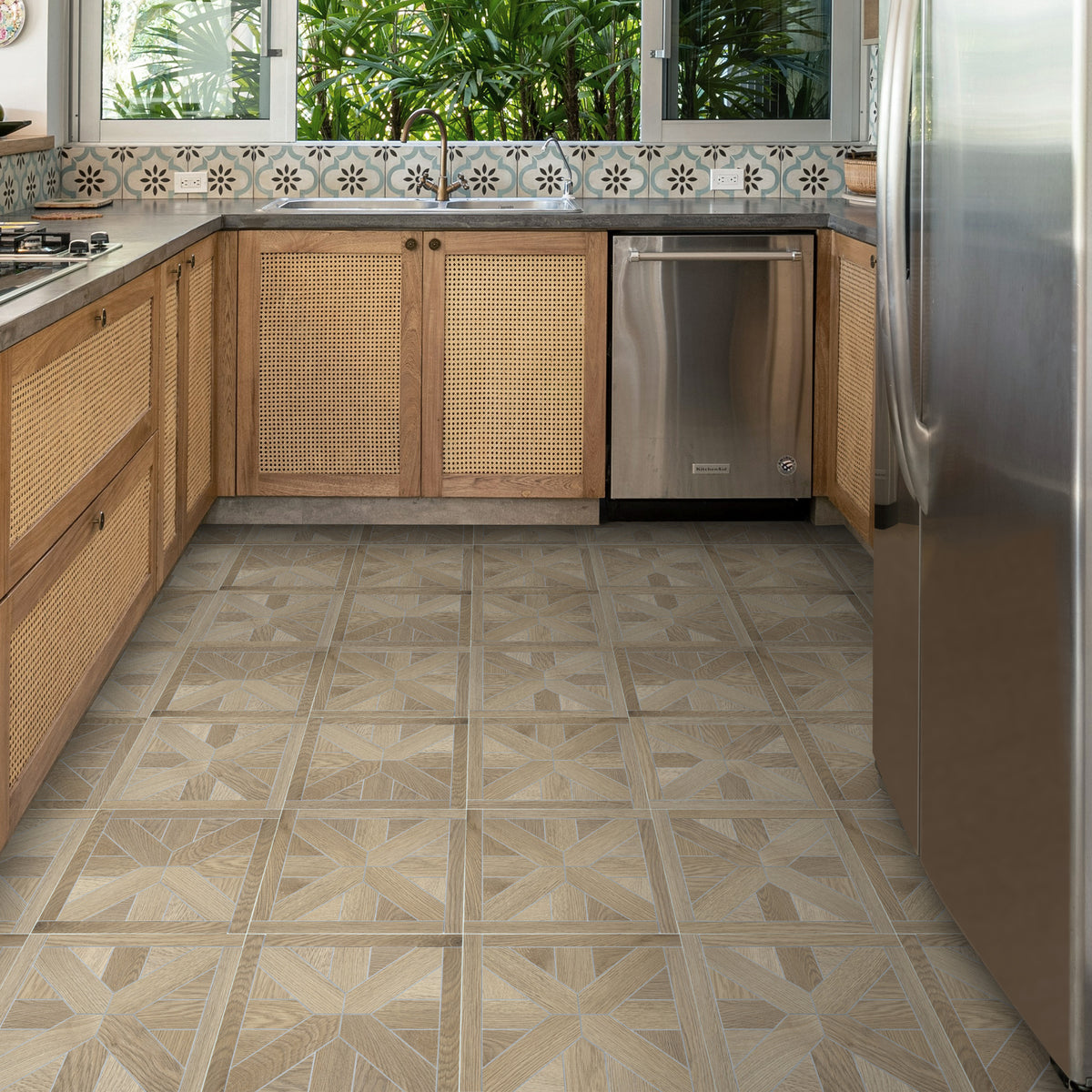 Pinwheel Warm Oak Peel and Stick Floor Tile