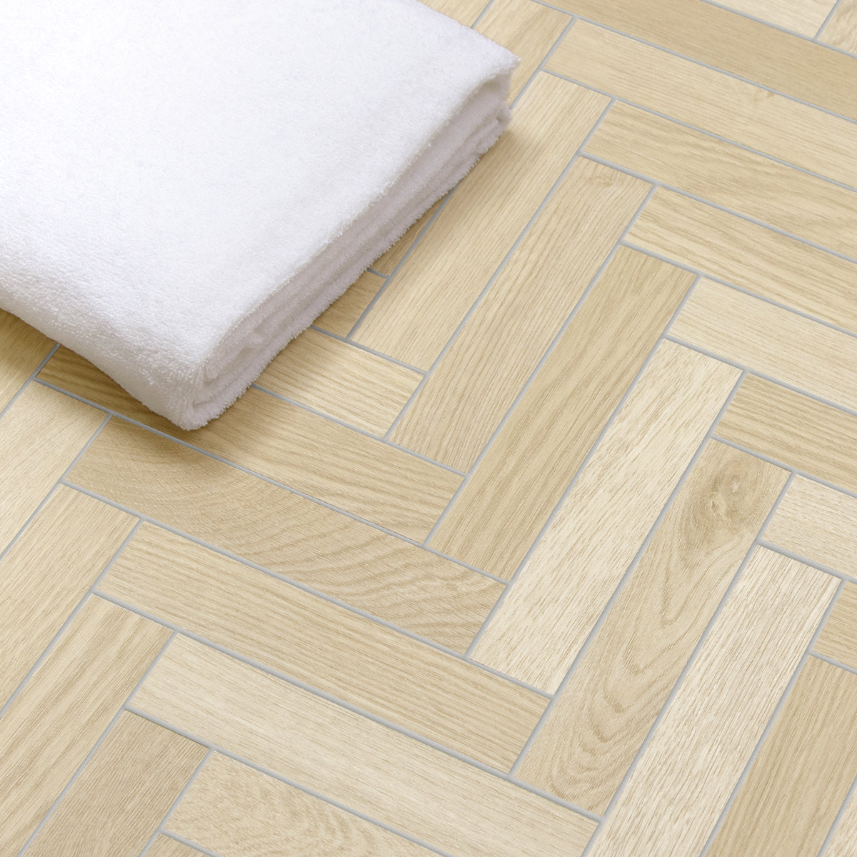 Herringbone Natural Oak Peel and Stick Floor Tile