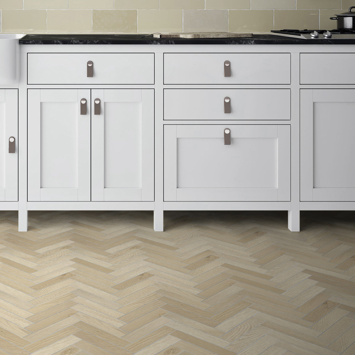 Herringbone Natural Oak Peel and Stick Floor Tile