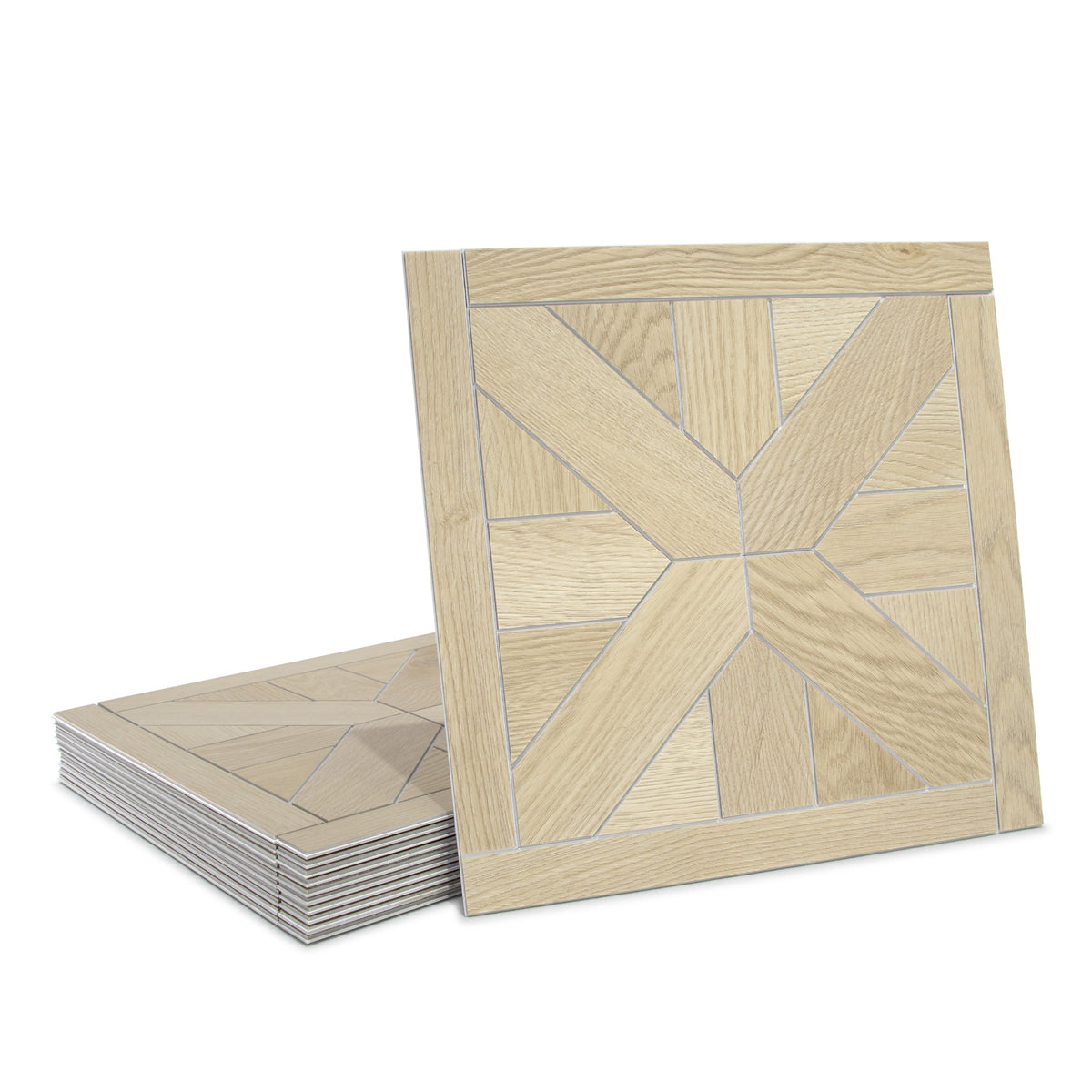 Pinwheel Natural Oak Peel and Stick Floor Tile