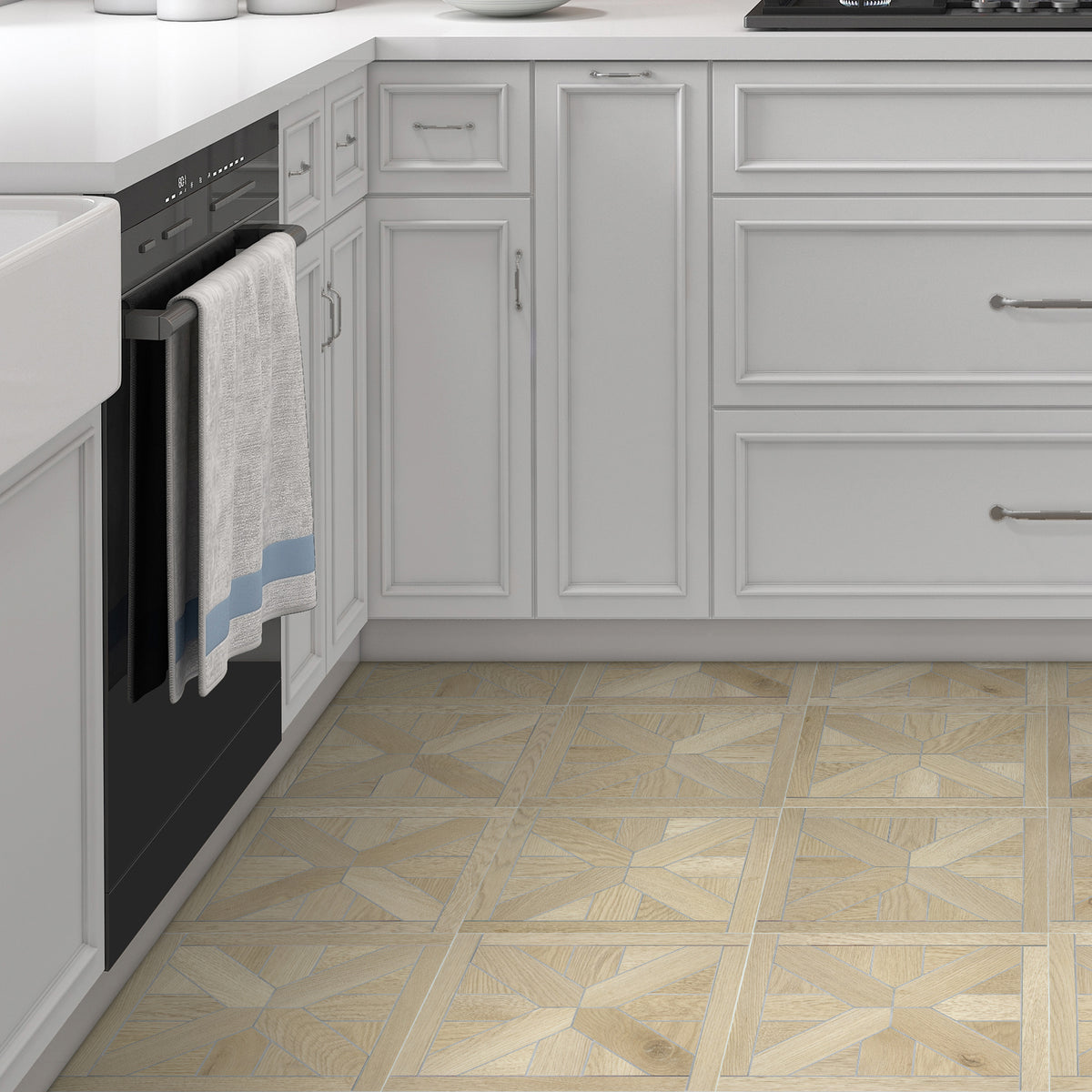 Pinwheel Natural Oak Peel and Stick Floor Tile