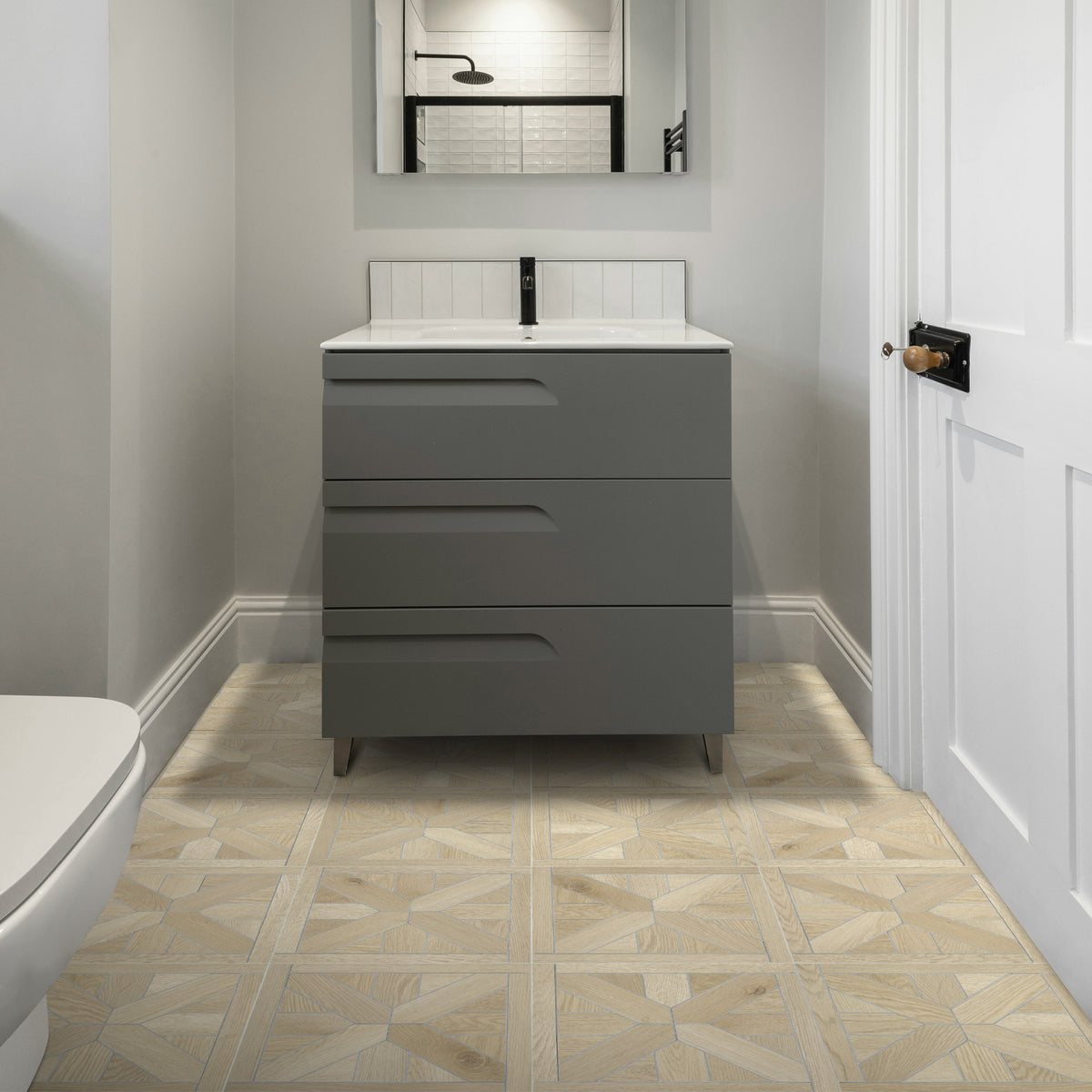 Pinwheel Natural Oak Peel and Stick Floor Tile
