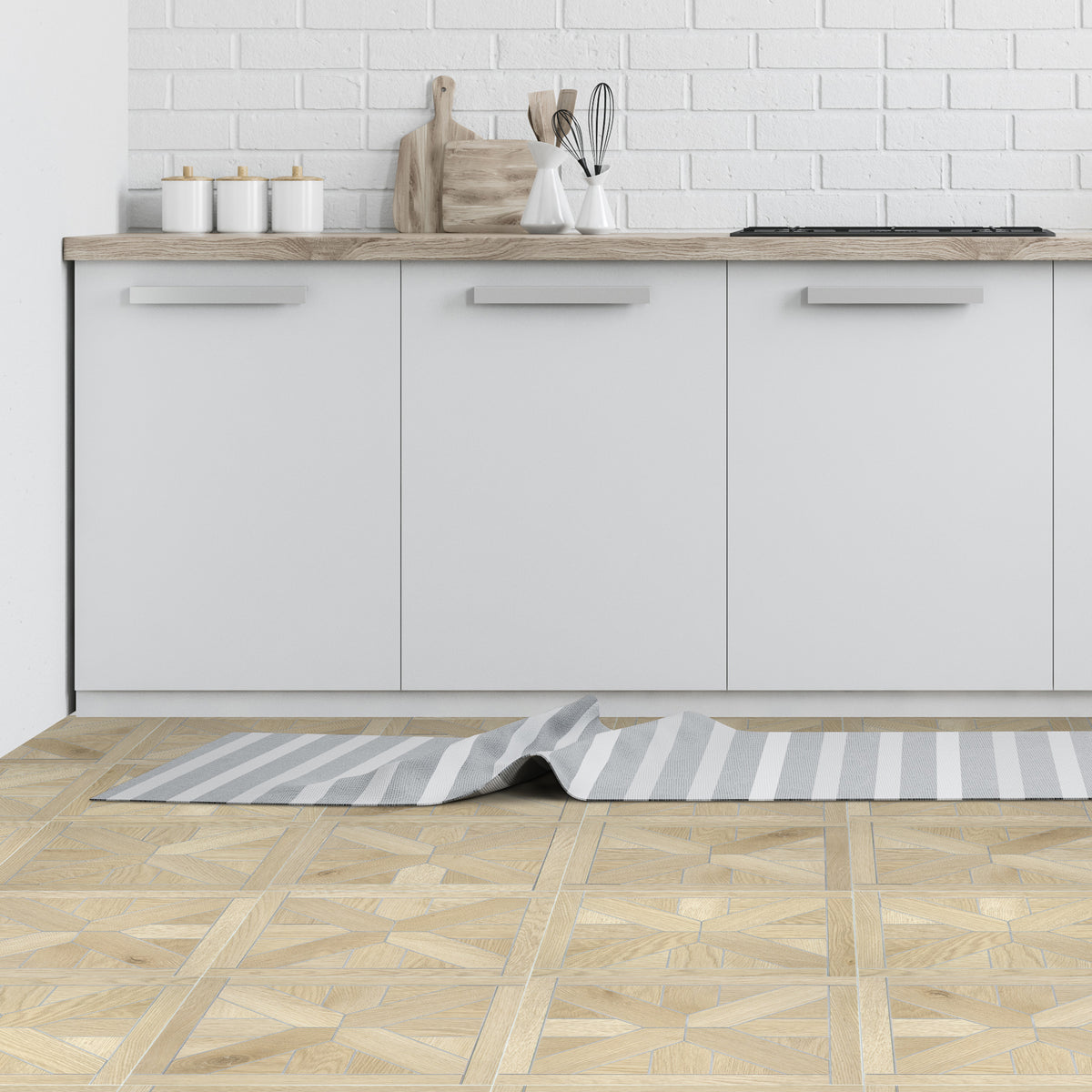 Pinwheel Natural Oak Peel and Stick Floor Tile