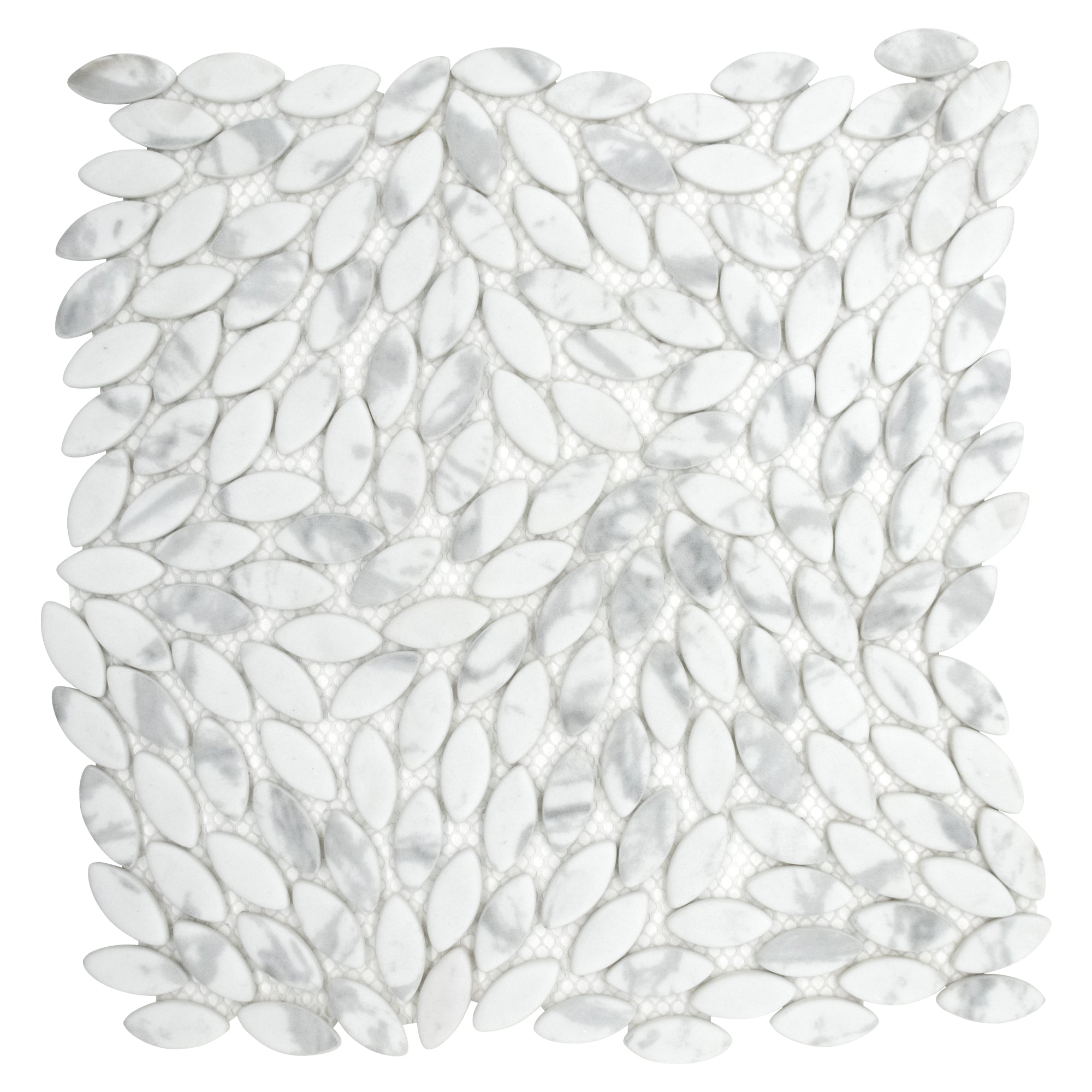 Flower Carrara White Recycled Glass Floor and Wall Mosaic Tile