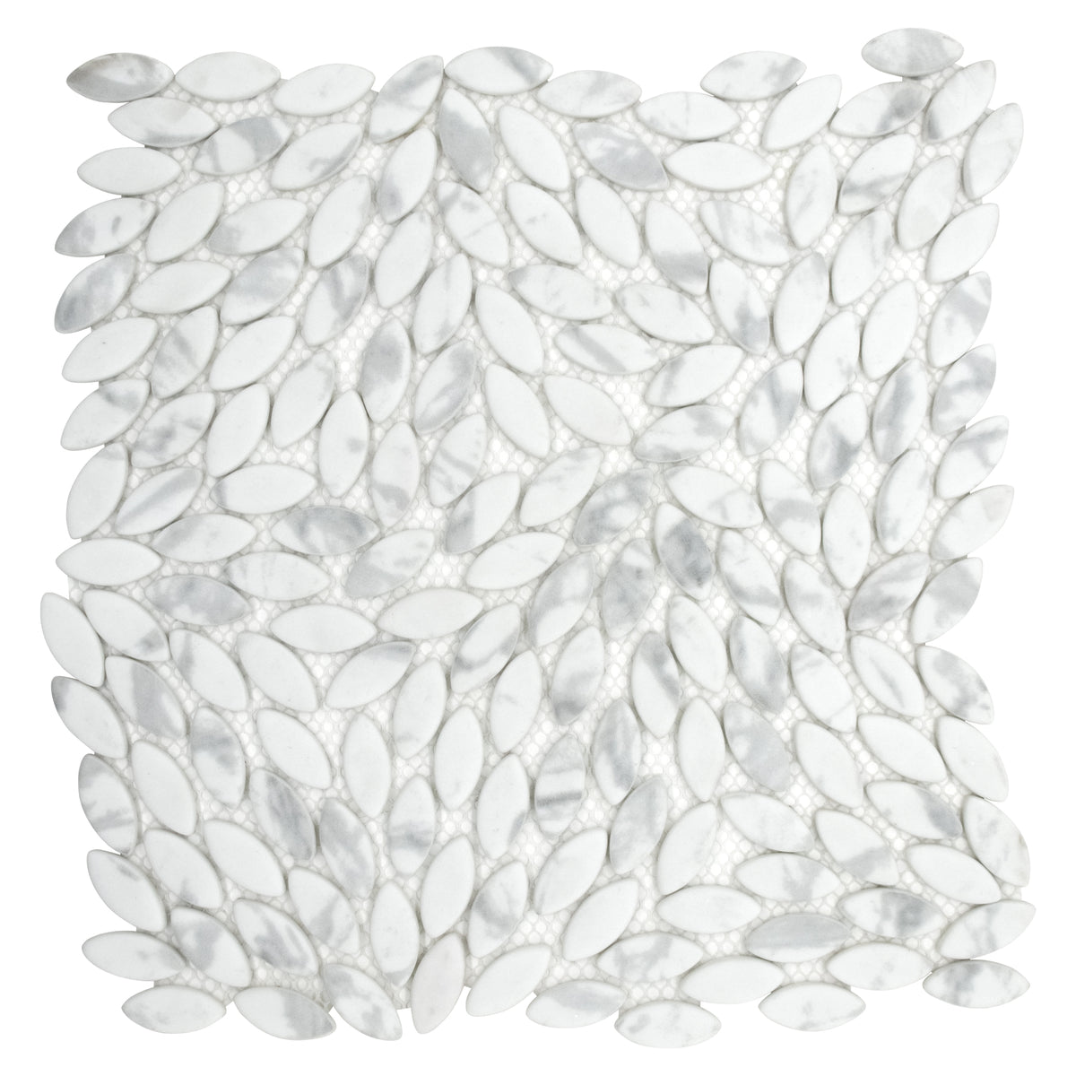 Flower Carrara White Recycled Glass Floor And Wall Mosaic Tile