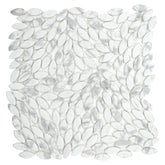 Flower Carrara White Recycled Glass Floor And Wall Mosaic Tile