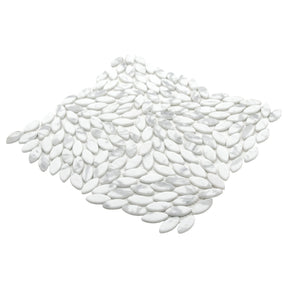 Flower Carrara White Recycled Glass Floor And Wall Mosaic Tile
