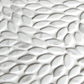 Flower Carrara White Recycled Glass Floor And Wall Mosaic Tile