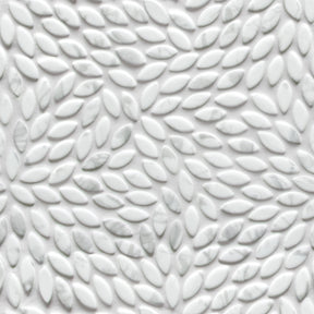Flower Carrara White Recycled Glass Floor And Wall Mosaic Tile