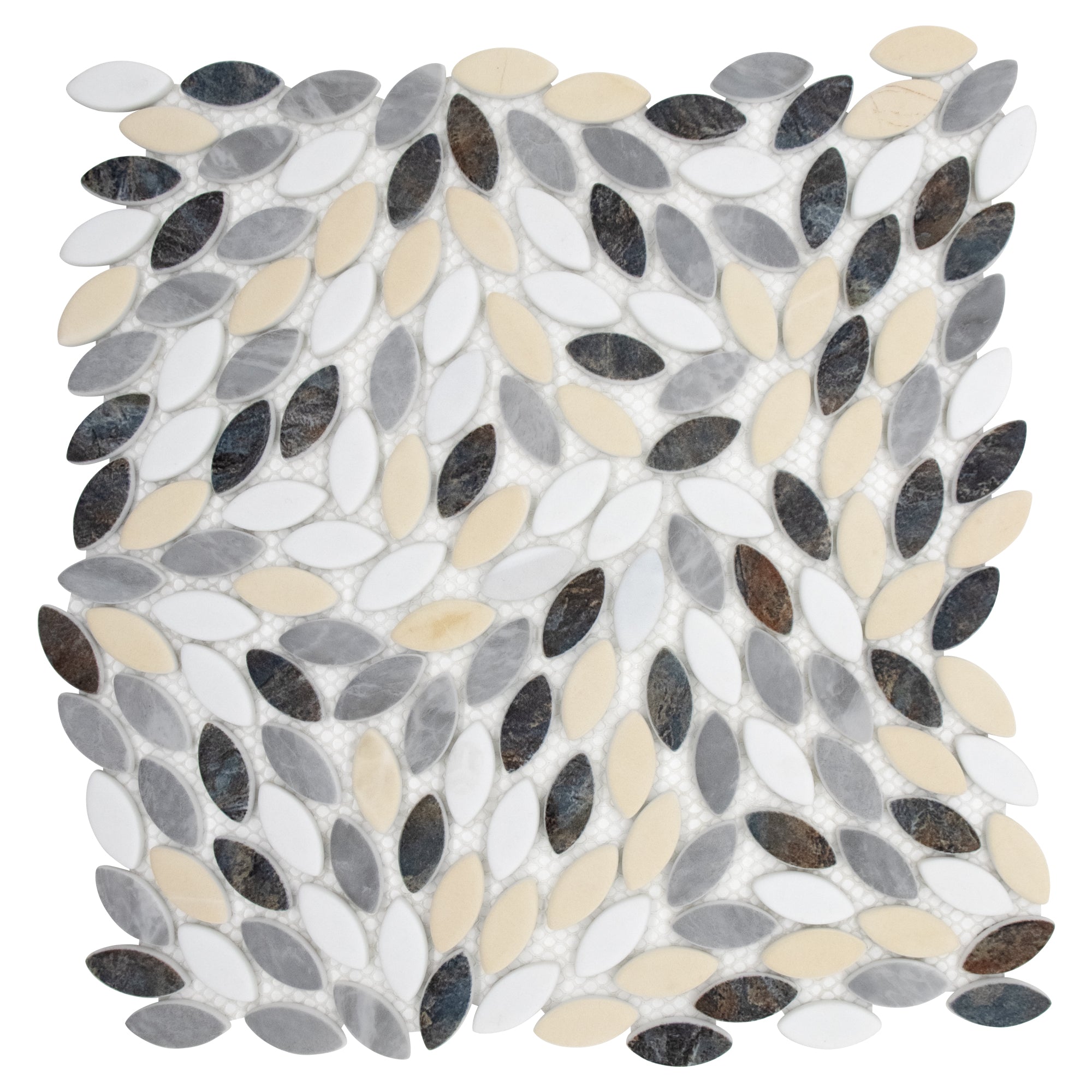 Flower Beige Mixed Recycled Glass Floor and Wall Mosaic Tile