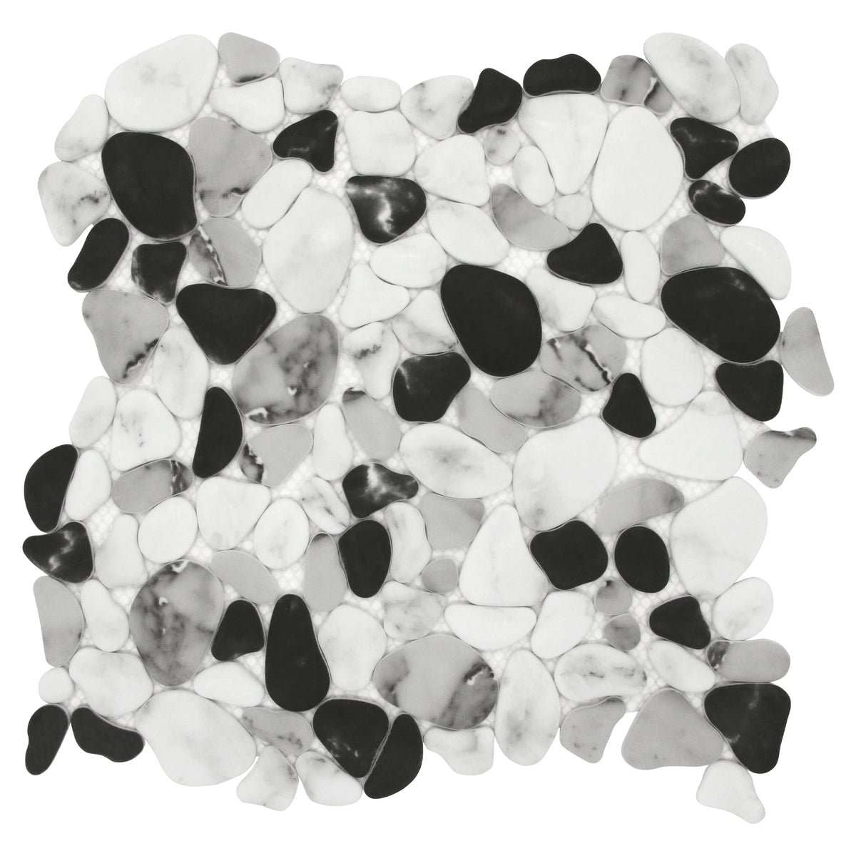 Pebble Grey Mix 12"x12" Recycled Glass Floor And Wall Mosaic Tile