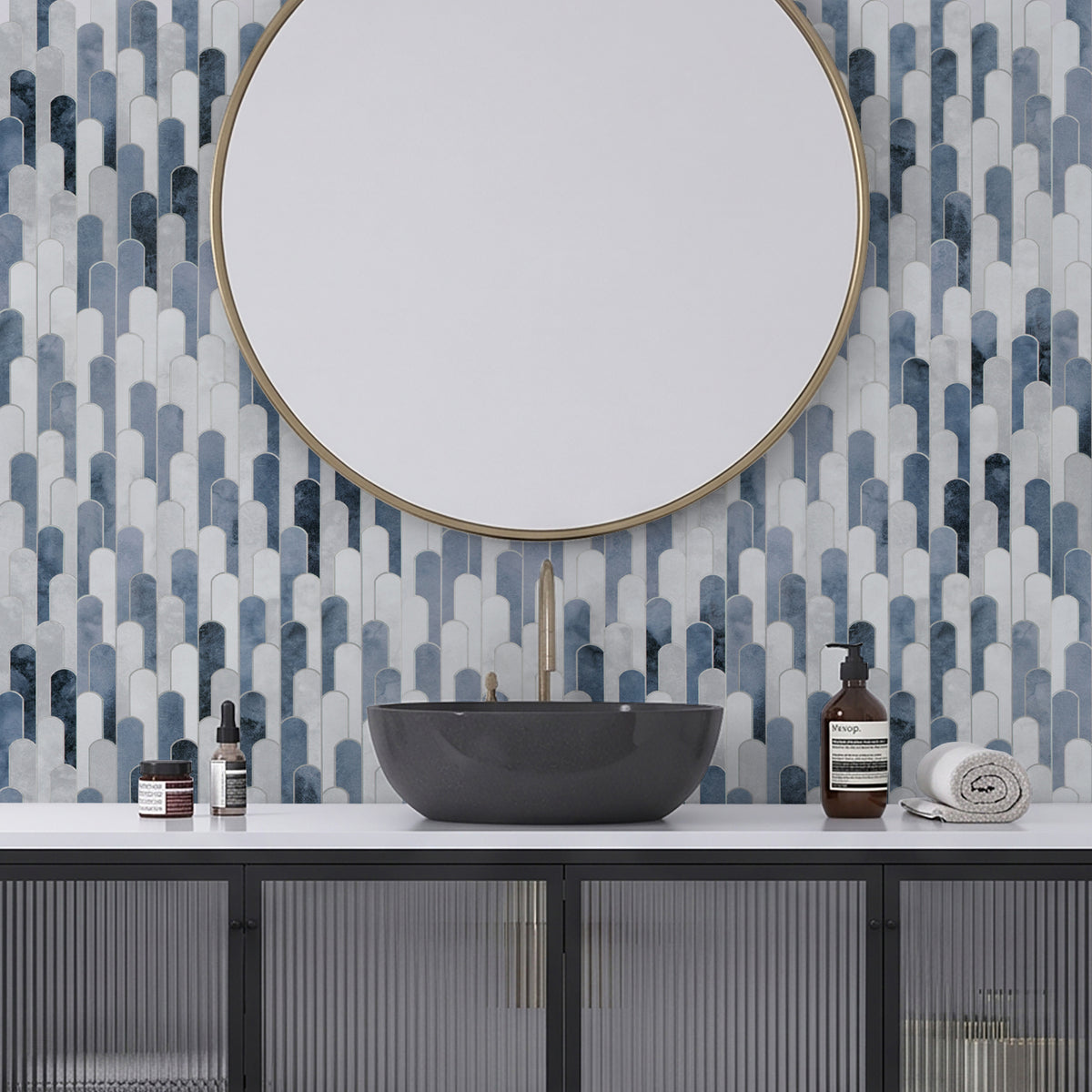 Blue Raindrop Peel and Stick Backsplash Tile