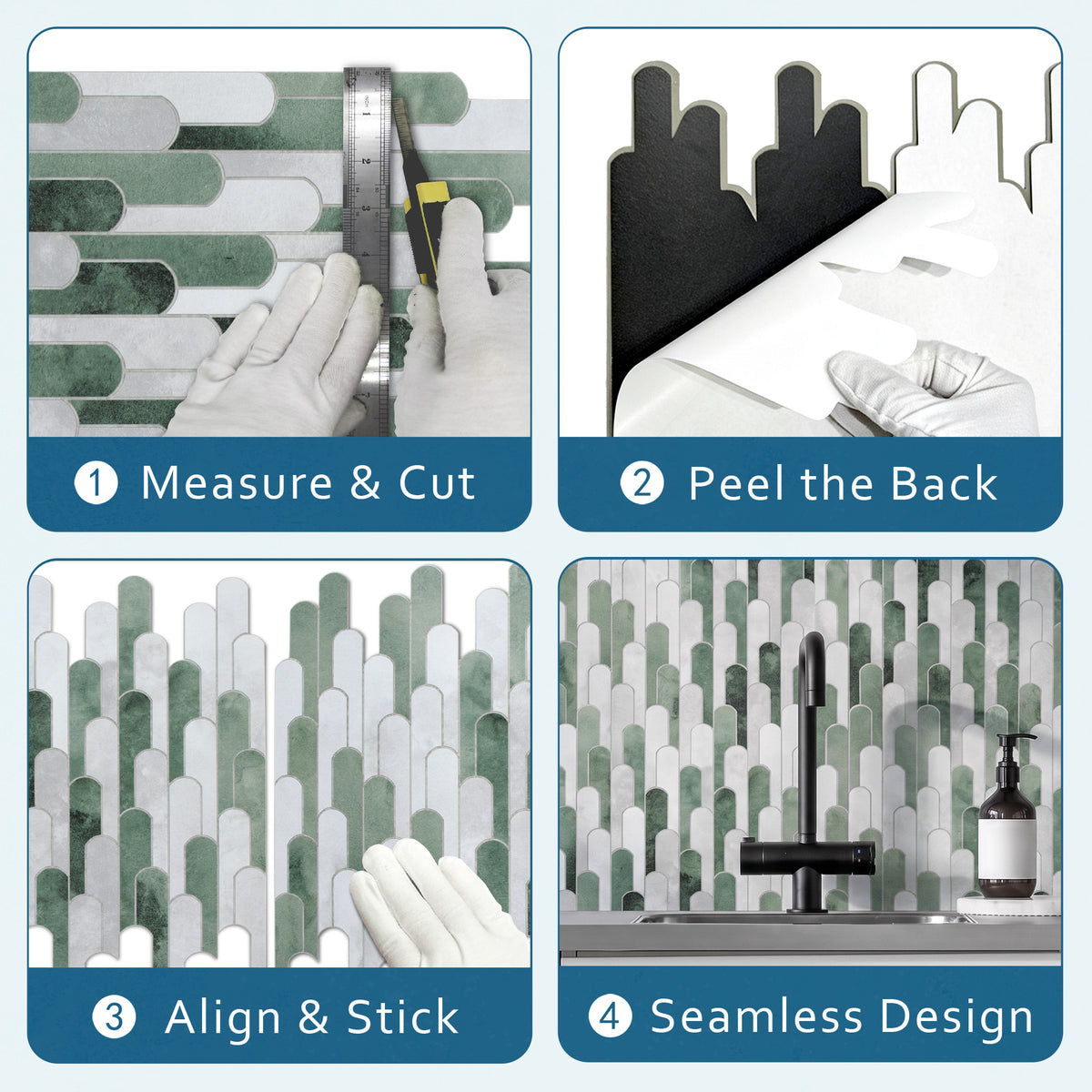 Green Raindrop Peel and Stick Backsplash Tile