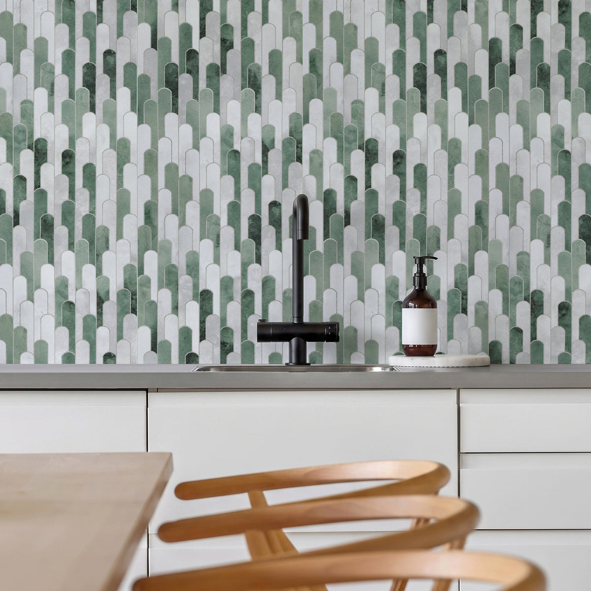 Green Raindrop Peel and Stick Backsplash Tile