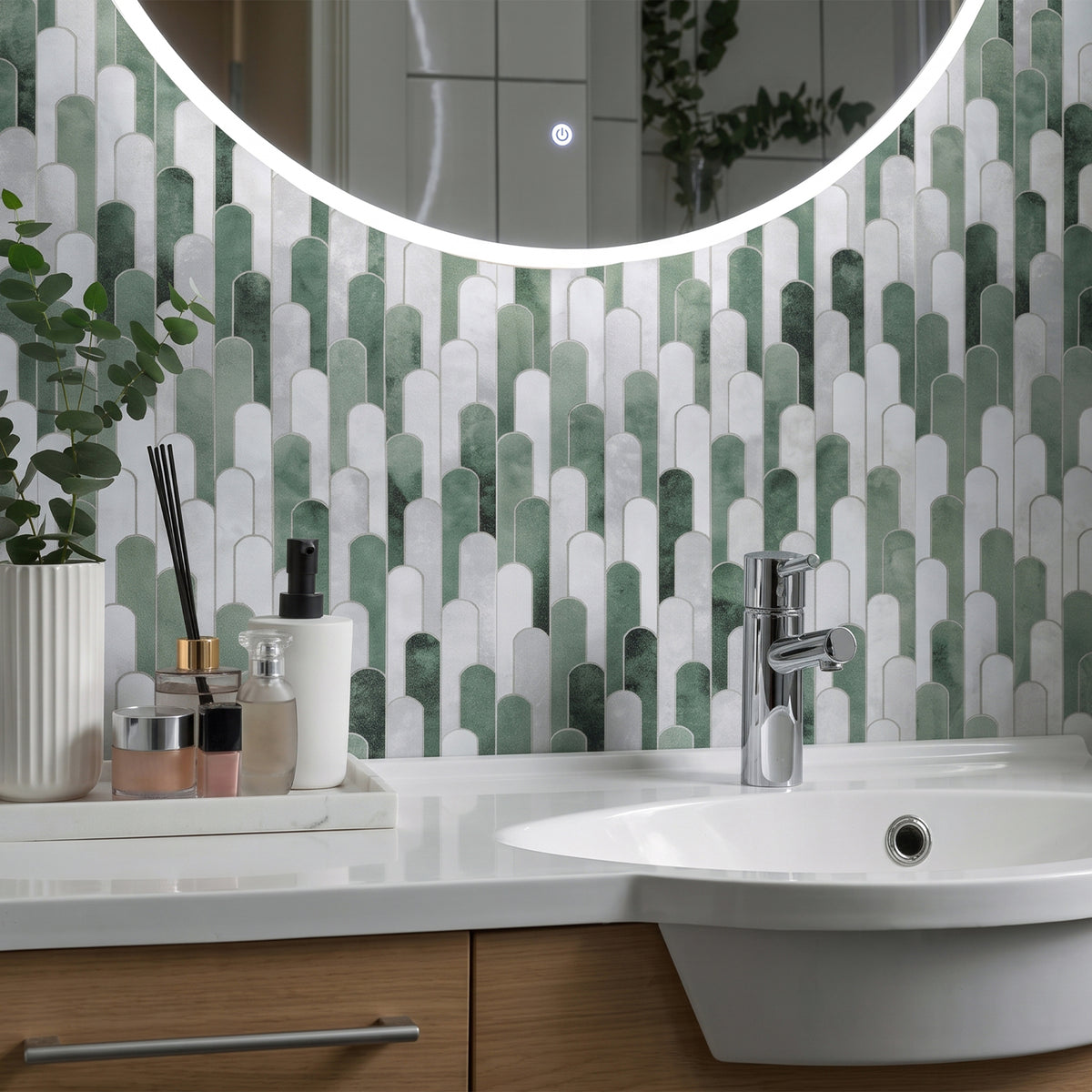Green Raindrop Peel and Stick Backsplash Tile
