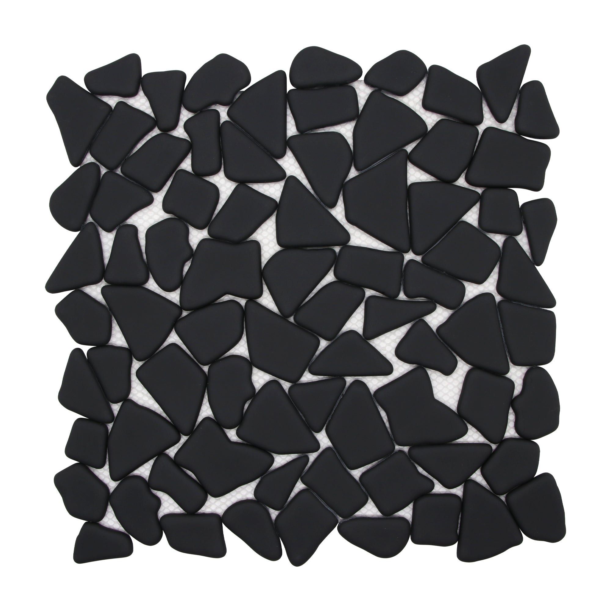 Pebble Rock Black Recycled Glass Floor and Wall Mosaic Tile