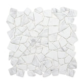 Pebble Rock Carrara White 12"x12" Recycled Glass Floor and Wall Mosaic Tile