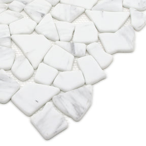Pebble Rock Carrara White 12"x12" Recycled Glass Floor and Wall Mosaic Tile