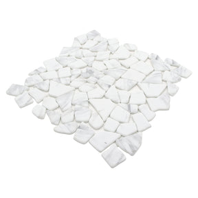 Pebble Rock Carrara White 12"x12" Recycled Glass Floor and Wall Mosaic Tile