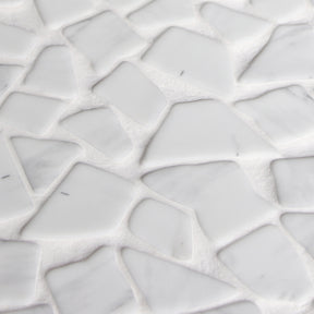 Pebble Rock Carrara White 12"x12" Recycled Glass Floor and Wall Mosaic Tile