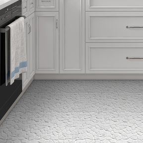 Pebble Rock Carrara White 12"x12" Recycled Glass Floor and Wall Mosaic Tile