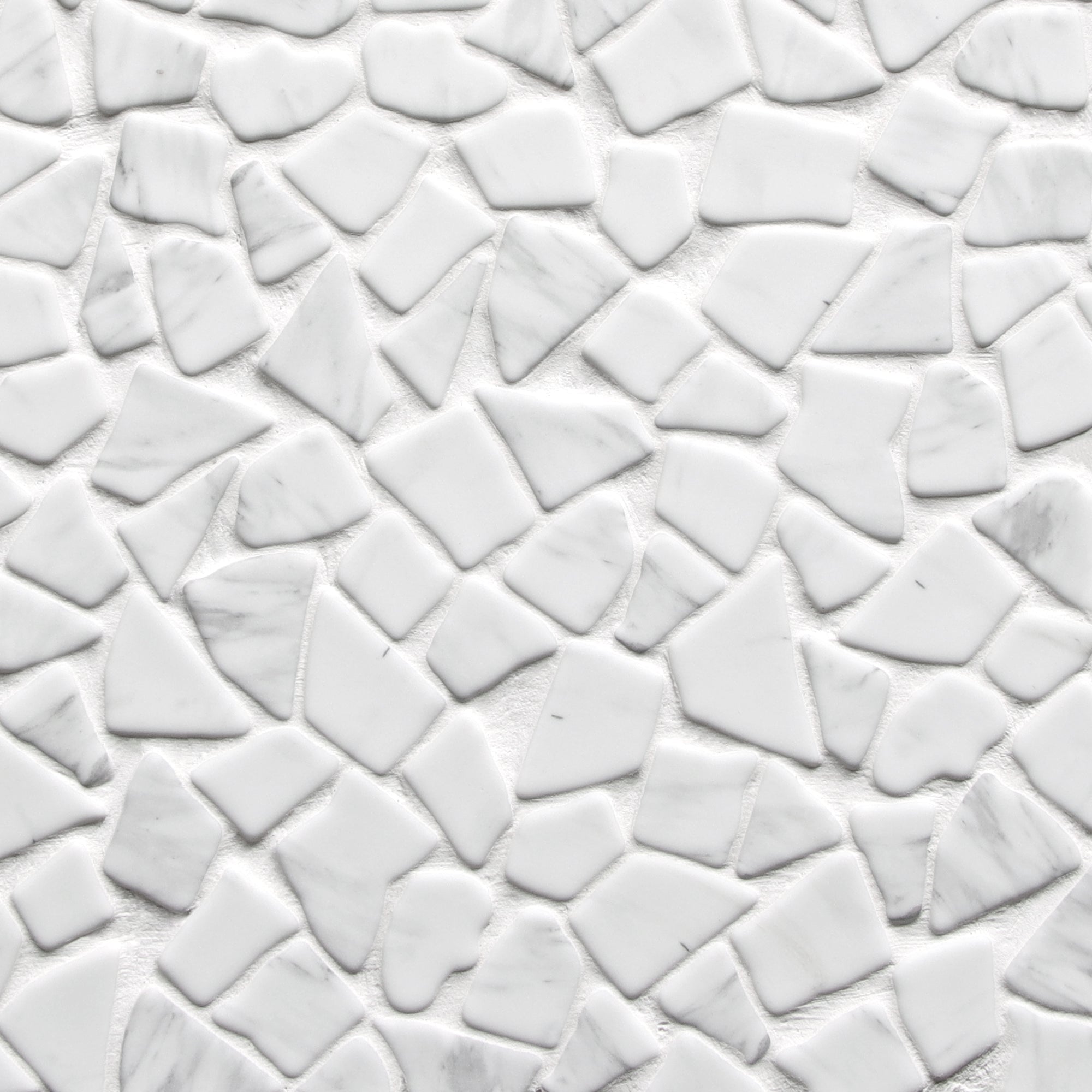 Pebble Rock Carrara White Recycled Glass Floor and Wall Mosaic Tile