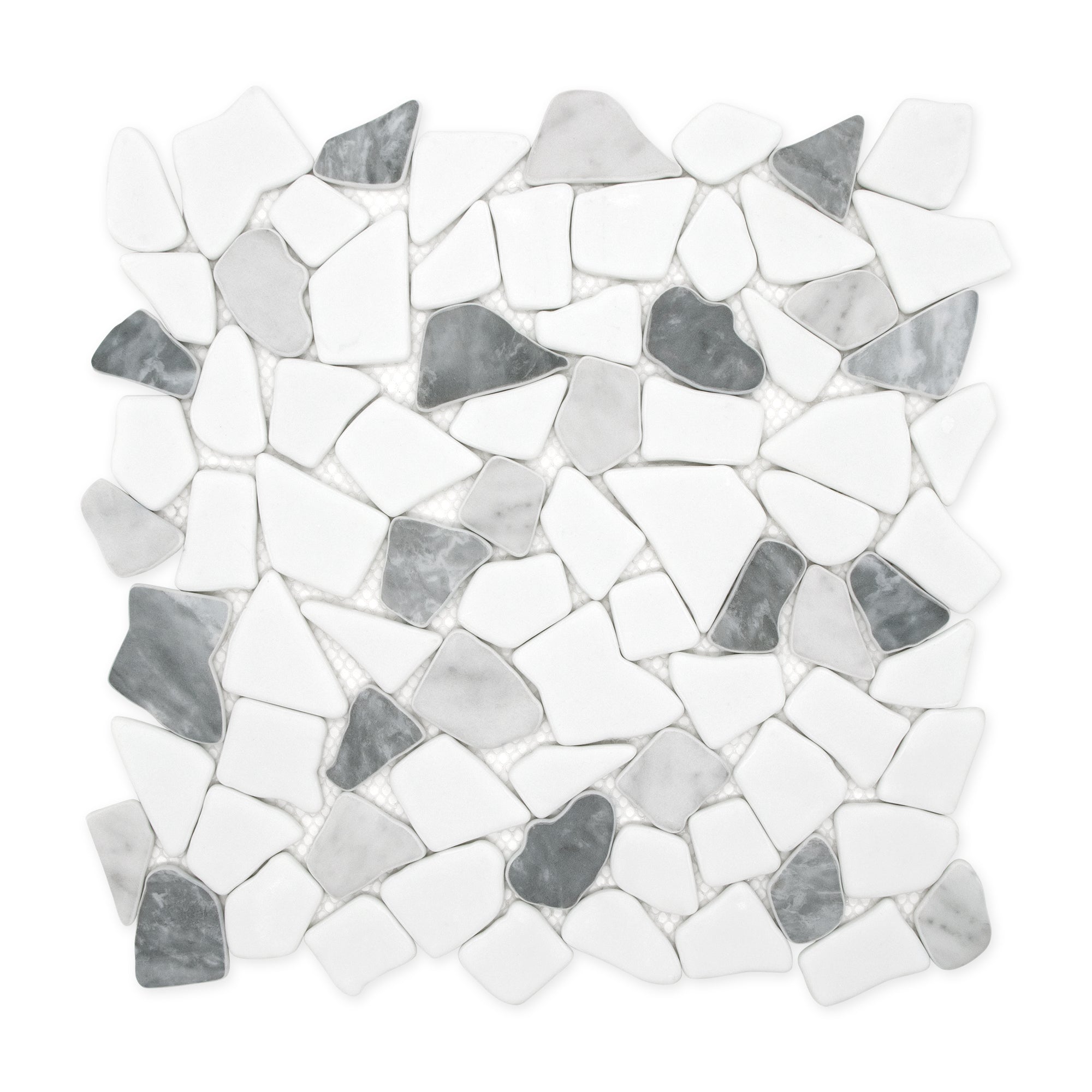 Pebble Rock Gray Mix Recycled Glass Floor and Wall Mosaic Tile