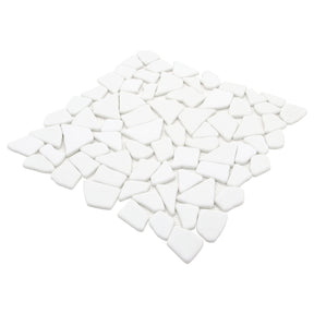 Pebble Rock White 12"x12" Recycled Glass Floor and Wall Mosaic Tile