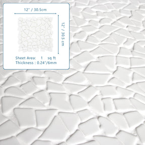 Pebble Rock White 12"x12" Recycled Glass Floor and Wall Mosaic Tile