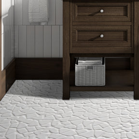 Pebble Rock White 12"x12" Recycled Glass Floor and Wall Mosaic Tile