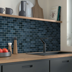Subway Blue Mixed Peel and Stick Backsplash Tile