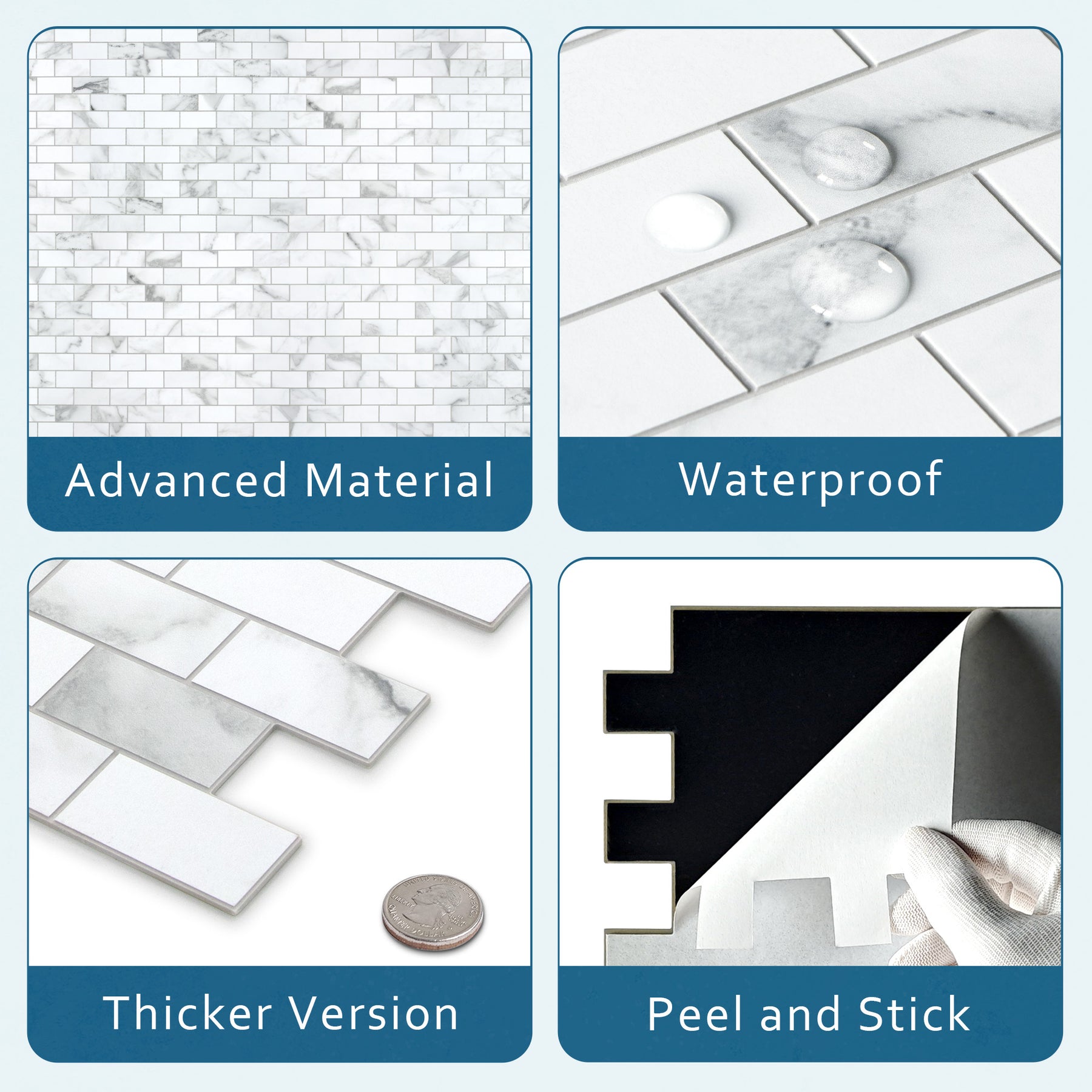 Subway Carrara White Peel and Stick Backsplash Tile