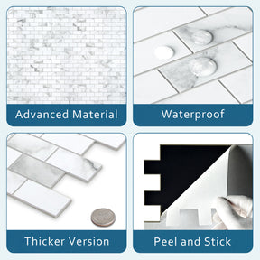 Subway Carrara White Peel and Stick Backsplash Tile