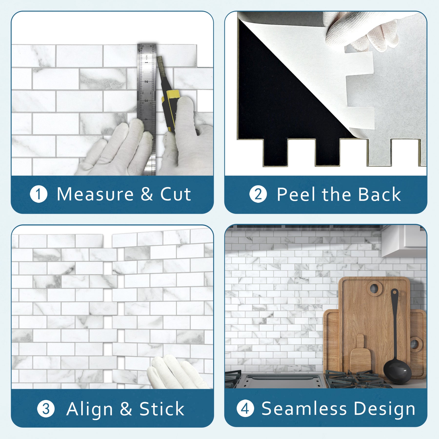 Subway Carrara White Peel and Stick Backsplash Tile