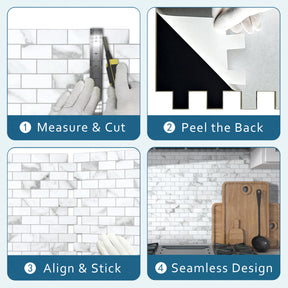 Subway Carrara White Peel and Stick Backsplash Tile