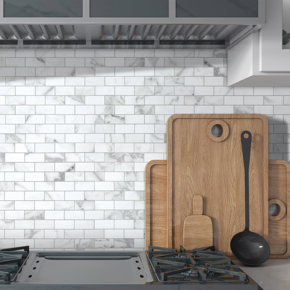 Subway Carrara White Peel and Stick Backsplash Tile