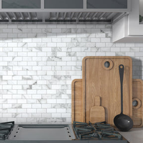 Subway Carrara White Peel and Stick Backsplash Tile