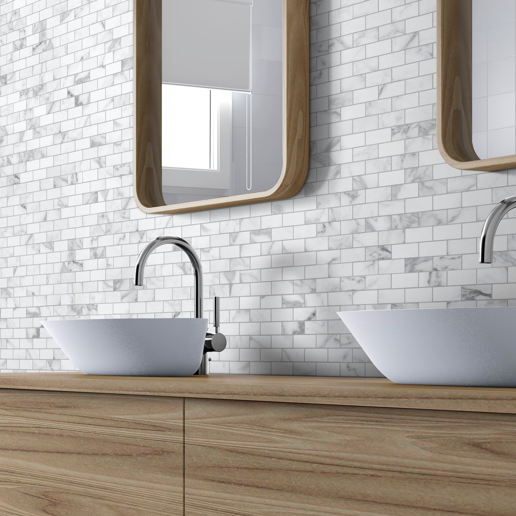 Subway Carrara White Peel and Stick Backsplash Tile