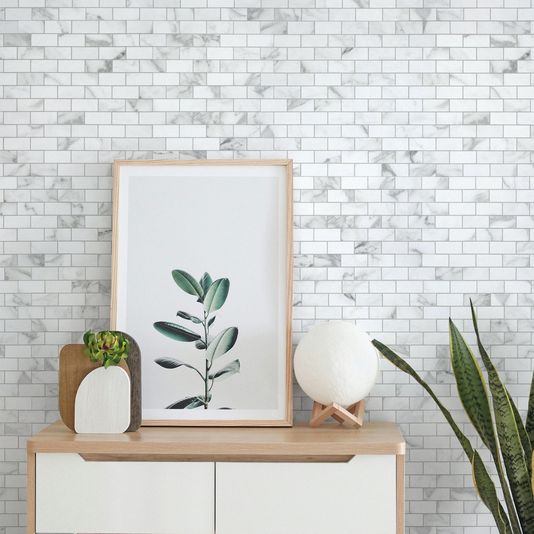 Subway Carrara White Peel and Stick Backsplash Tile