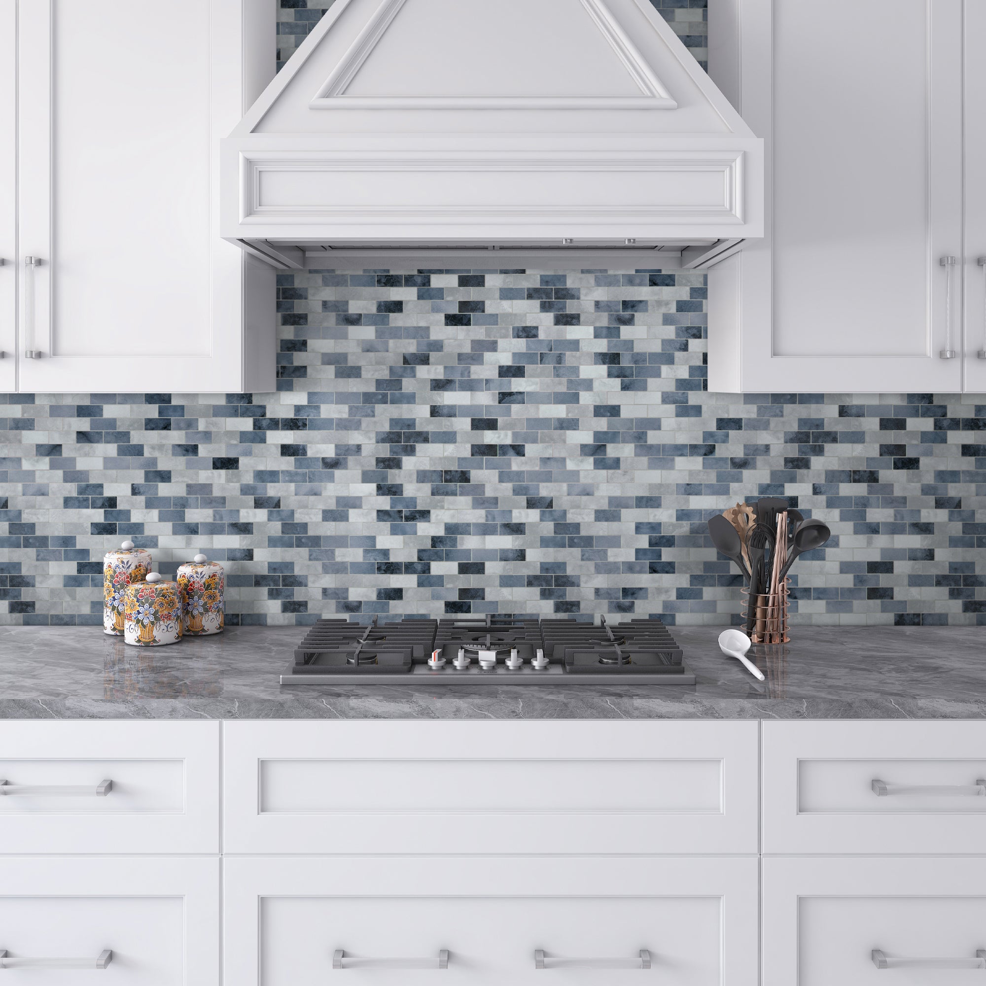 Brick Blue Cement Peel and Stick Backsplash Tile