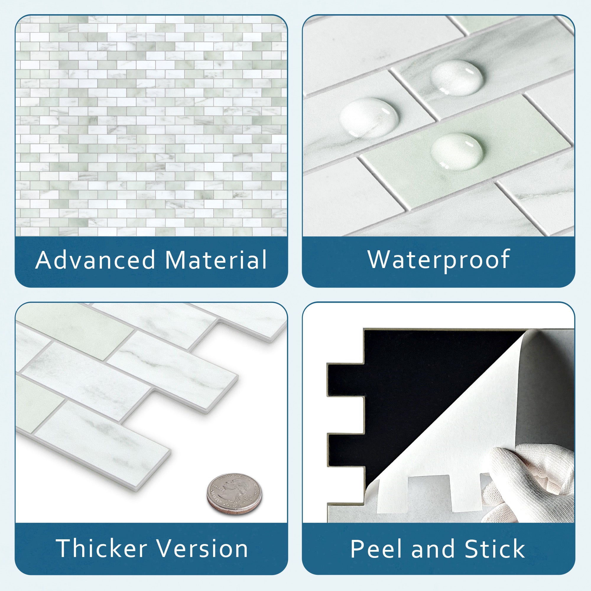 Brick Emerald Green Peel and Stick Backsplash Tile