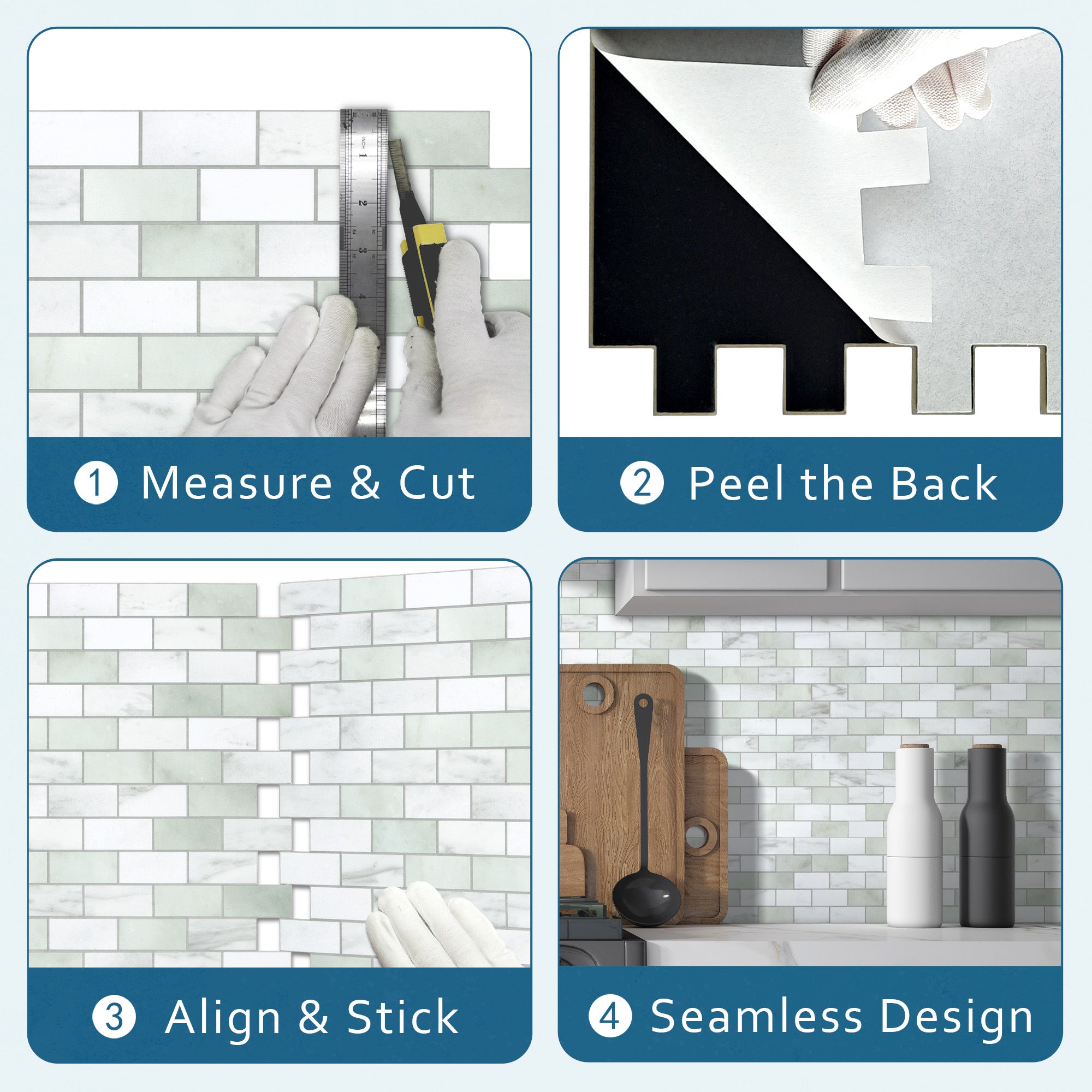 Brick Emerald Green Peel and Stick Backsplash Tile