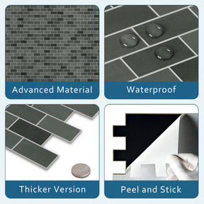 Subway Green Mixed Peel and Stick Backsplash Tile