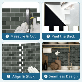 Subway Green Mixed Peel and Stick Backsplash Tile