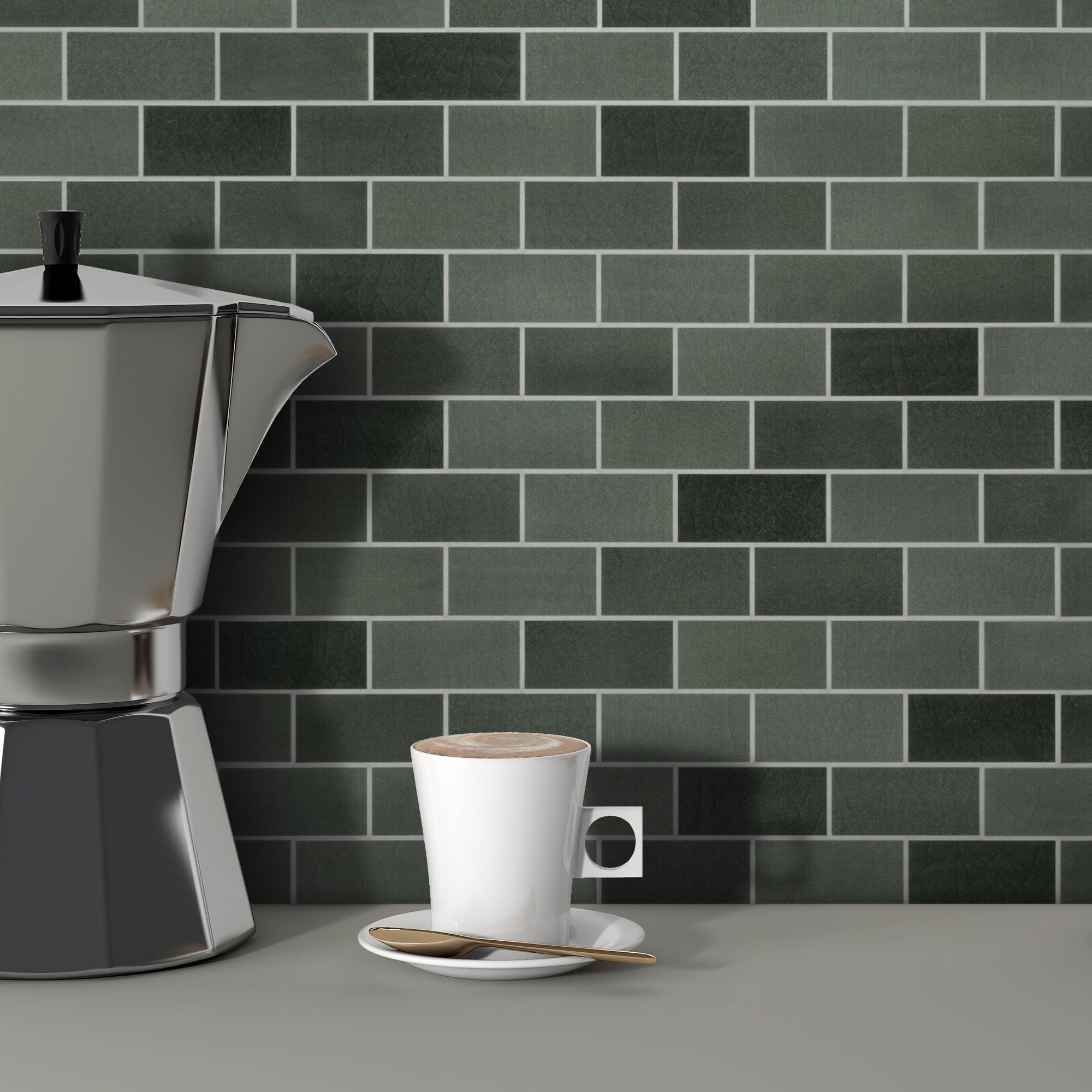 Brick Green Mixed Peel and Stick Backsplash Tile