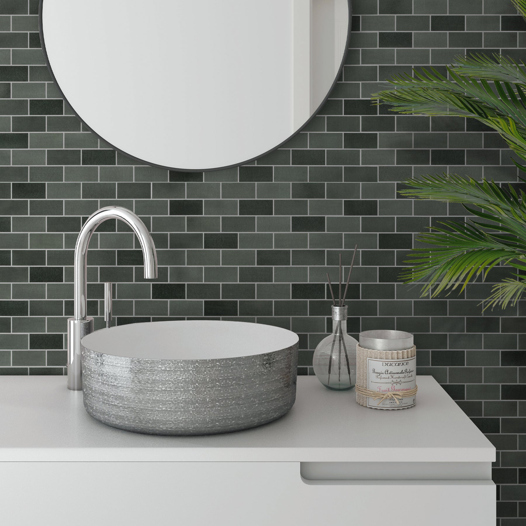 Subway Green Mixed Peel and Stick Backsplash Tile