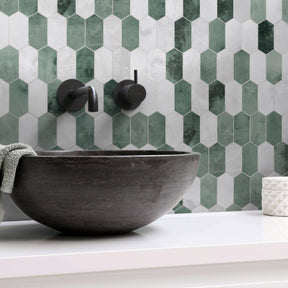 Small Picket Cement Green Peel and Stick Tile